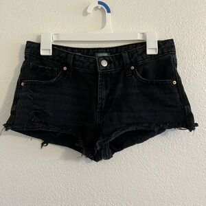black denim shorts